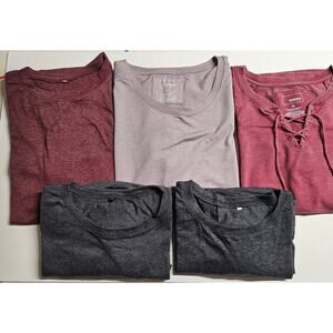 Lot of 5 Womens Tunic Tops Size XL 2 Gray, 1 Light Lilac, 2 Maroon 1 w/Tie Front